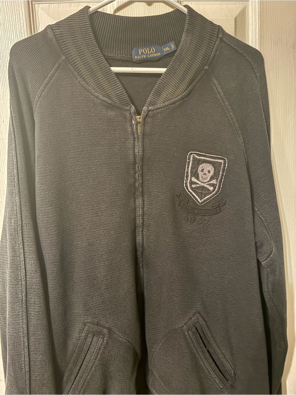 Polo by Ralph Lauren Charcoal Ribbed Zip-Up Jacket